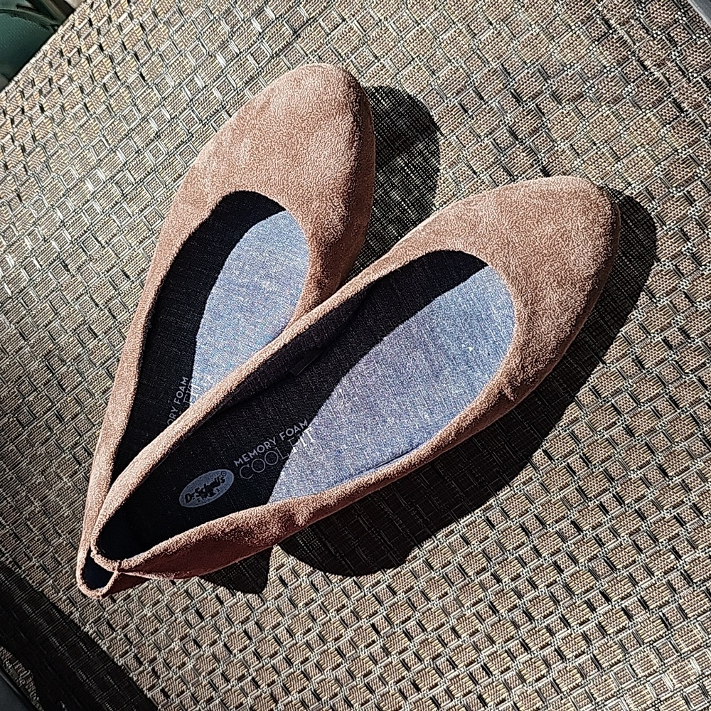 Dr. Scholl's Suede Memory Foam Copl Fit Flat 8.5